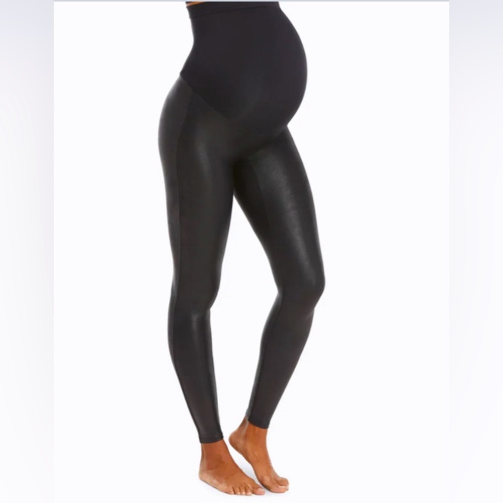 SPANX Maternity Faux Leather Black High-Waist Leggings